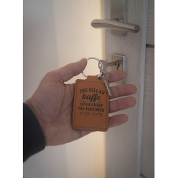 Nyckelring i PU läder med egen text